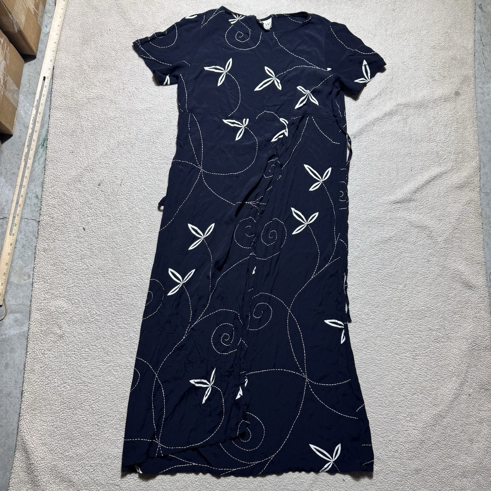 David Dart Dress Womens Medium Collection Faux Wrap Short Sleeve Floral Straight